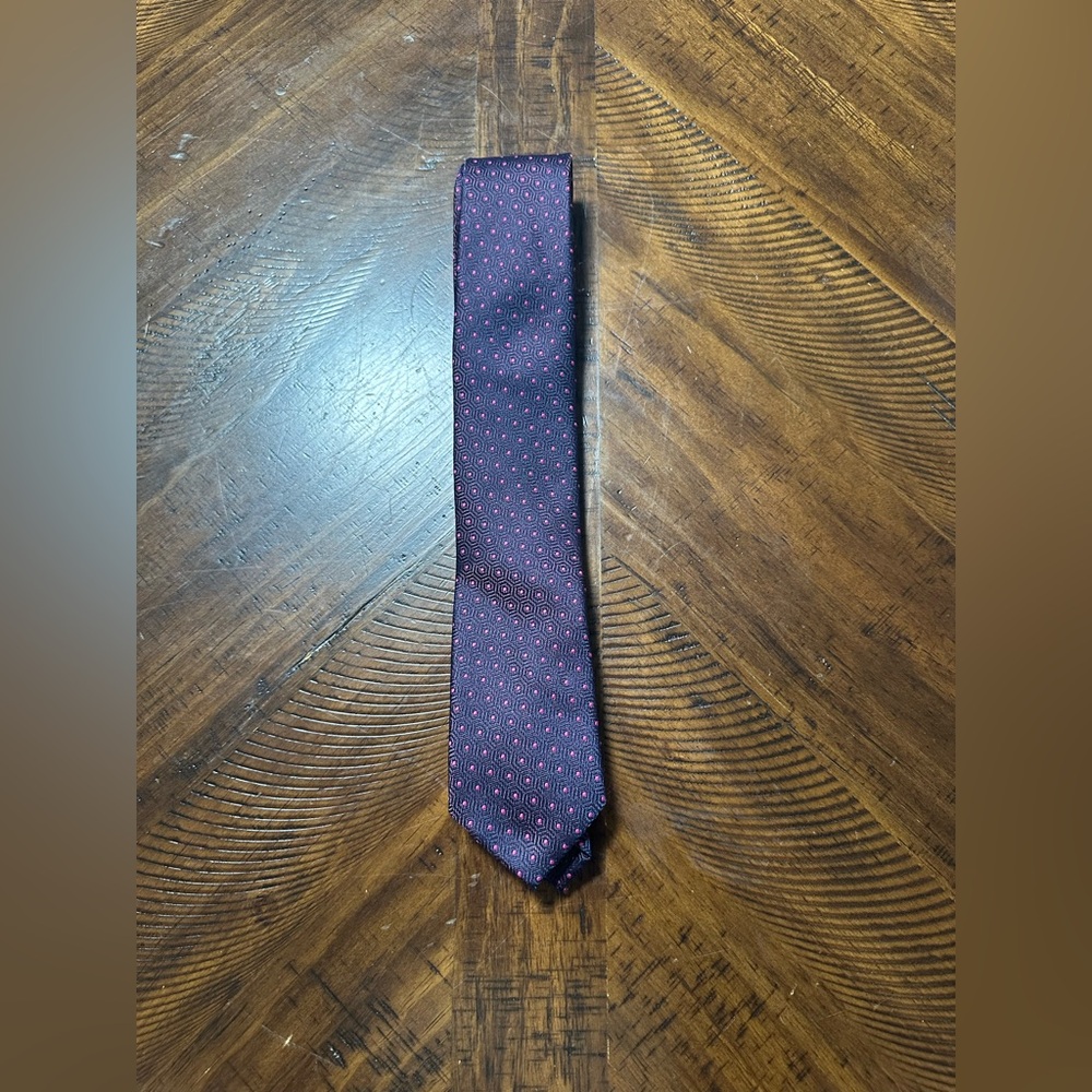 JF J.Ferrar Dark Purple Geometric Men's Tie